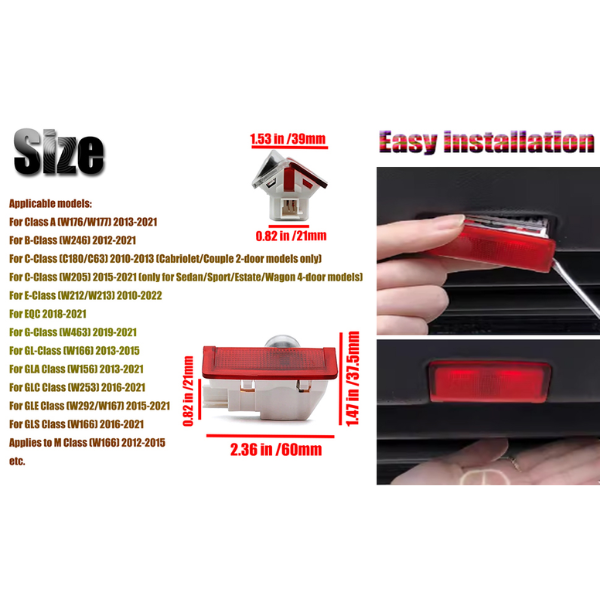 Mercedes W204 LED Car Door Logo Lights - Set of 2