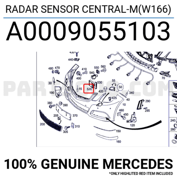 Mercedes-Benz Front Brake Assist / Distance Radar Sensor – A0009055103