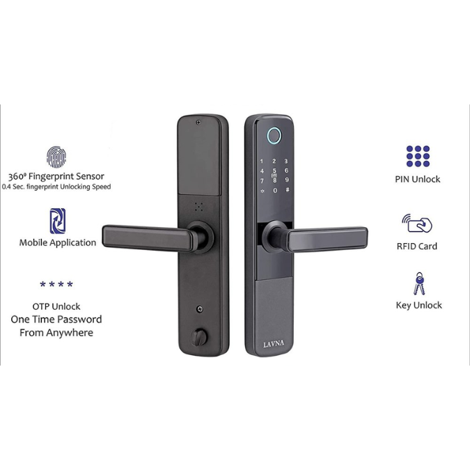 Smart Intelligent Wifi Door Lock - Black Tuya