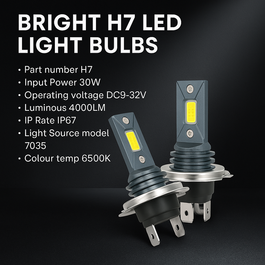 J7 H7 LED Light Bulbs – 6500K Cool White | Set of 2