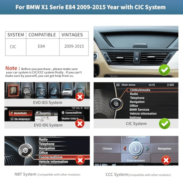 BMW X1 E84 Android Nav Touch Screen with Carplay/Android Auto
