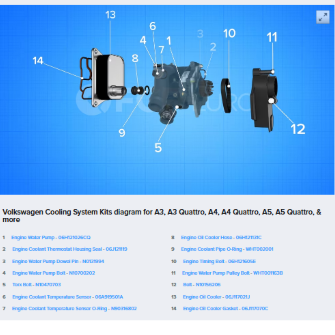 06H121026DD WATER PUMP WITH HOUSING ASSEMBLY FOR VW 1.8/2.0 T ENGINE