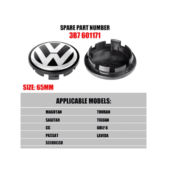 New style slim VW Center Hub Cap 56mm - 5H0601171