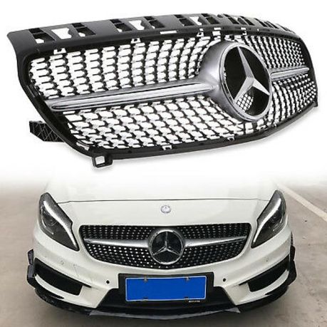MERCEDES BENZ NEW A CLASS W176 FRONT DIAMOND BLACK GRILLE A17688020839040 - No Badge