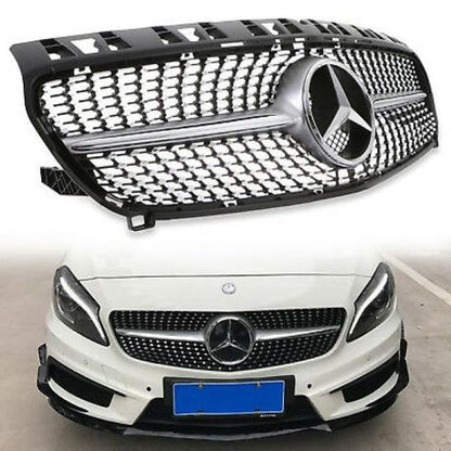 MERCEDES BENZ NEW A CLASS W176 FRONT DIAMOND BLACK GRILLE A17688020839040 - No Badge